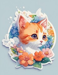 Sticker - cat with a gift, with great details, super realistic, in high resolution generated by artificial intelligence.