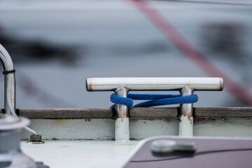 Wall Mural - Shiny metal bollard on a sailboat.