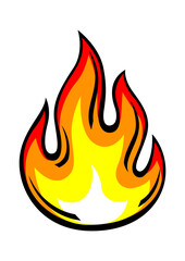 Illustration of stylized fire. Decorative element for design. Comic pop art creative image.