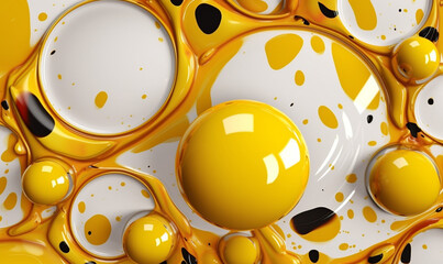 Wall Mural - Liquid Fusion: Yellow and White Abstract Oil Substance ,Generative AI