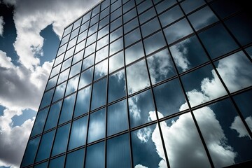 Wall Mural - skyscraper with numerous windows reaching towards the sky. generative ai