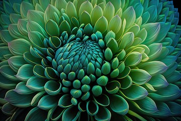 Wall Mural - vibrant green flower up close. Generative AI