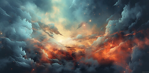 Wall Mural - clouds in the nebula space wallpaper. Generative AI.