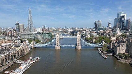 Wall Mural - Aerial view of the Tower Bridge in London. One of London's most famous bridges and must-see landmarks in London. Beautiful panorama of London Tower Bridge.