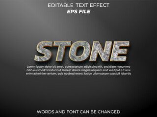 Wall Mural - stone text effect, font editable, typography, 3d text. vector template
