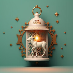 Lamb in front of lantern Eid Al-Adha  illustration, Eid Mubarak Eid illustration. Eid Al Adha Mubarak . Kurban bayramı, Creative ads for social media , banner, poster, greeting card. , generative ai