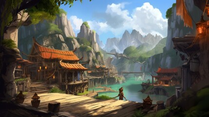 Wall Mural - MMORPG game art environment