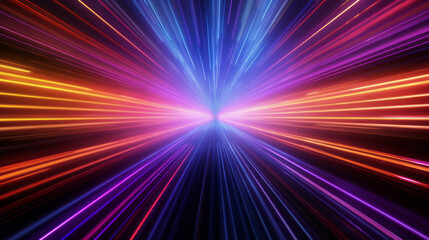 Aufkleber - Colorful lines of light on a black background. Generative ai
