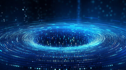 Aufkleber - A circular blue abstract background with dots and lines. Generative ai