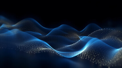 Wall Mural - a blue wave of light against a dark background. generative ai