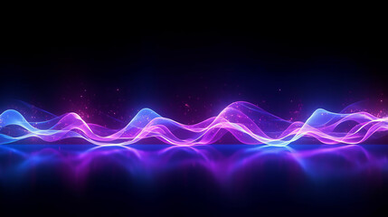 Aufkleber - A vibrant blue and purple light wave against a dark background. Generative ai