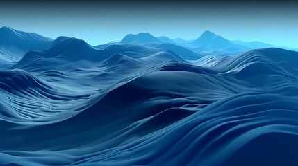 Poster - Digital blue white gradient layered wave abstract graphic poster web page PPT background. Generative ai