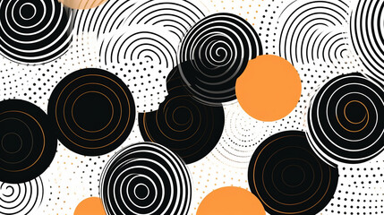 Aufkleber - An abstract black and white background with orange circles. Generative ai