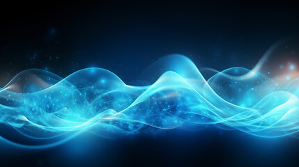 Wall Mural - a blue wave of light on a black background. generative ai