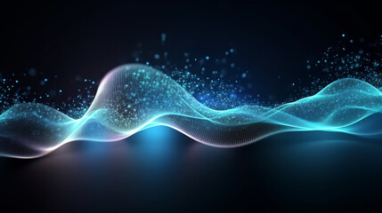 Aufkleber - A blue light wave on a dark background. Generative ai