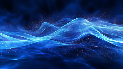 Aufkleber - Abstract wave element for design blue curve and light lines background Digital frequency track equalizer. Generative ai