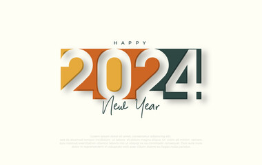 Canvas Print - Colorful Retro Design Happy New Year 2024. With a dark and bright background of the premium background for banners, posters or calendar.