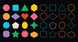 Colorful basic silhouette and line empty geometrical shapes icons set on white background
