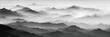 Vector halftone dots background, fading dot effect. Imitation of a mountain landscape, banner, shades of gray.	