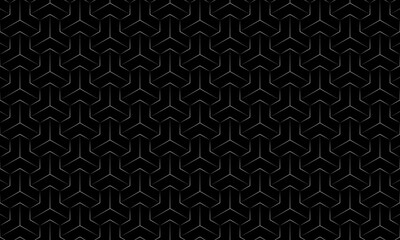 Wall Mural - grey polygon geometric seamless pattern on black background. vector repeating background.