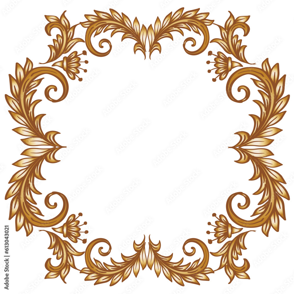 Hand drawing gold floral frame background Stock Vector | Adobe Stock