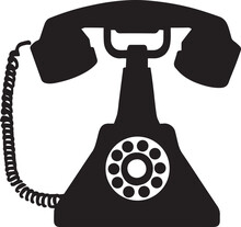Old Model Telephone Vector Silhouette