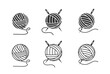 Crochet yarn ball vector design illustration in white background. Needle and thread icon vector silhouette isolated.