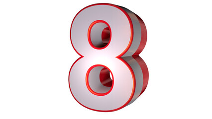 Sticker - White 3d number design number 8