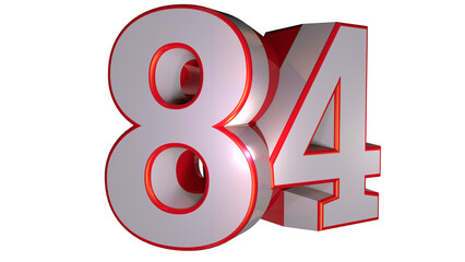 Sticker - White 3d number design number 84