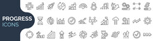 Set Of Outline Icon Related To Progress, Growth, Efficiency. Linear Icon Collection. Editable Stroke. Vector Illustration
