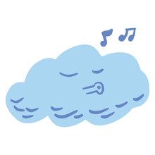 Cute Cloud Whistling Illustration ,good For Graphic Design Resources, Children Book, Cover Books, Posters, Pamflets, Stickers And More.