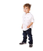 Happy, Fashion Or Boy Child With A Smile, Happiness Or Cool Style Isolated On Transparent Png Background. Full Body, Cool Kid Or Young Toddler Smiling Or Standing With Confidence, Shirt Or Jeans