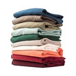 Folding T-shirt. Stack of clothes on transparent background. Laundry concept