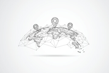Poster - Global network connection. World map point and line composition concept of global business. Vector Illustration