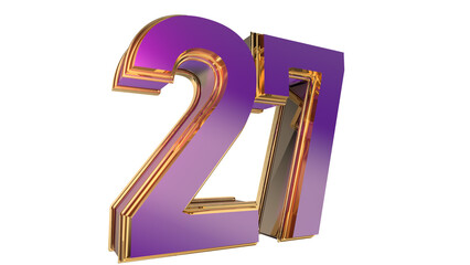 Canvas Print - Bold gold purple 3d number design