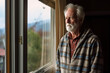 © Cavan Images - Retired man sad depressed near the window. Generative AI, Generative AI
