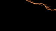 Isolated realistic orange electrical lightning strike visual effect on black night background. Thunder Light Stock Background.