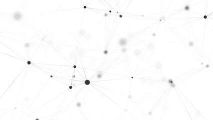 Futuristic network connection structure on white background. Concept of hi tech and future. Communication and web concept. Big data visualization. 3D rendering.
