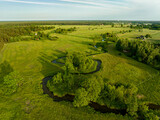 Fototapeta  - The small Rzadza river near the village of Nowe Załubice, Mazovia, central Poland
