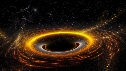 Wall Mural - planet in black hole in space, made with generative ai