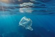Plastic bag ocean ecology garbage. Generate Ai