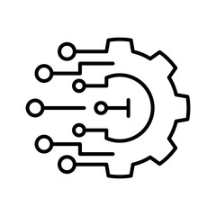 Digital technology gear icon concept isolated on white background. Vector illustration. Gear smart ai icon. Simple illustration of gear smart ai vector icon for web design.