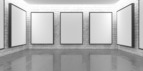 Gallery room with blank pictures