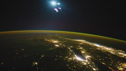 Wall Mural - Earth from space. Flight over the Earth time lapse. Planet Earth seen from the ISS. Elements of this image furnished by NASA.