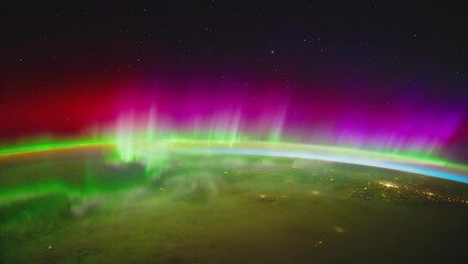 Wall Mural - Earth from space. Flight over the Earth time lapse. Planet Earth seen from the ISS. Elements of this image furnished by NASA.