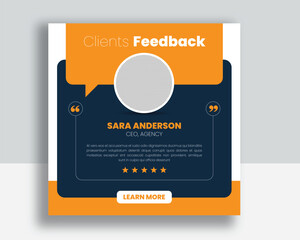 Customer feedback testimonial social media post web banner template