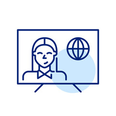 Wall Mural - world news tv channel. woman presenter. pixel perfect, editable stroke simple icon
