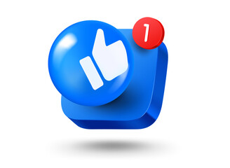 Fototapete - Mobile app button with thumbs up emoji. 3d vector mobile application icon with notification