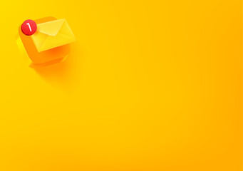 Aufkleber - Vector wallpaper with new message icon. 3d vector background with copy space