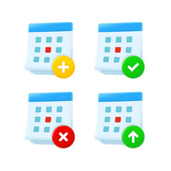 Leinwandbilder - Different calendar icons set with different pictograms. 3d vector icons set